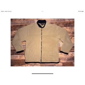 Tommy Hilfiger Full Zip Fleece Jacket M Beige Black Men's Casual Outerwear